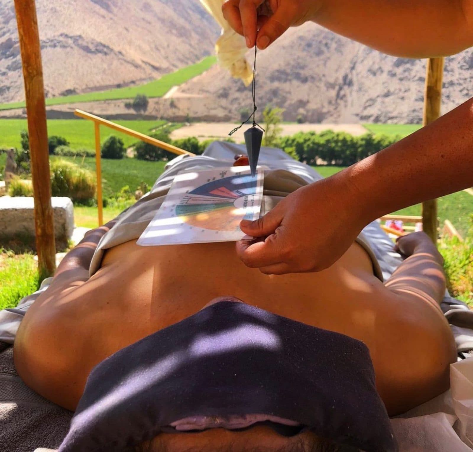 Sesión de masaje y terapia en el jardín
